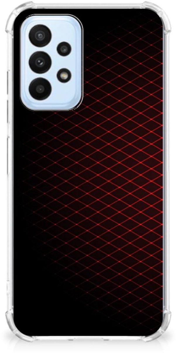 Samsung Galaxy A23 Doorzichtige Silicone Hoesje Geruit Rood