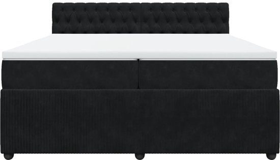 vidaXL - Sommier tapissier - avec - matelas - velours - noir - 200x200 - cm