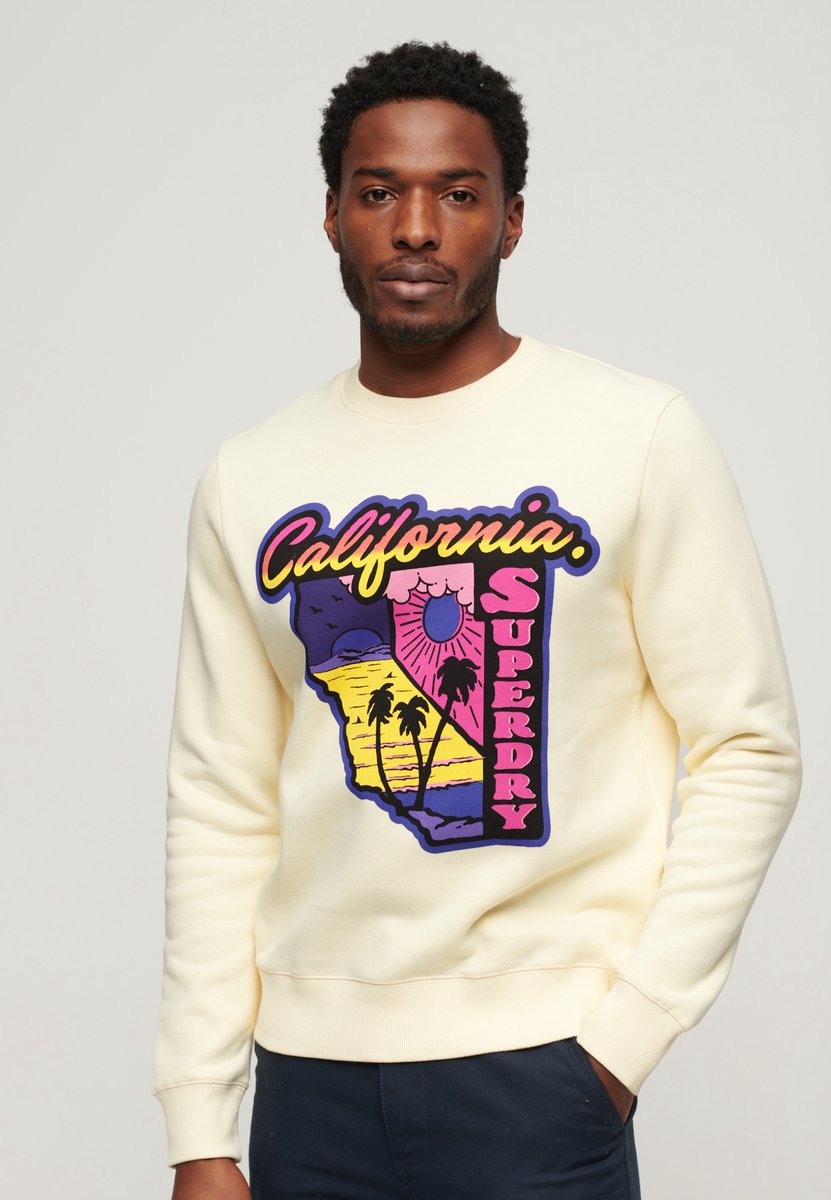 Superdry Neon Travel sweatshirt met losse pasvorm Heren Truien Creme