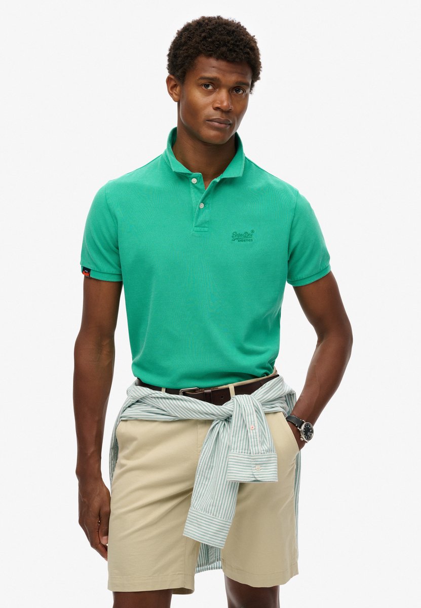 Superdry heren polo shirt vintage destroy logo Groen