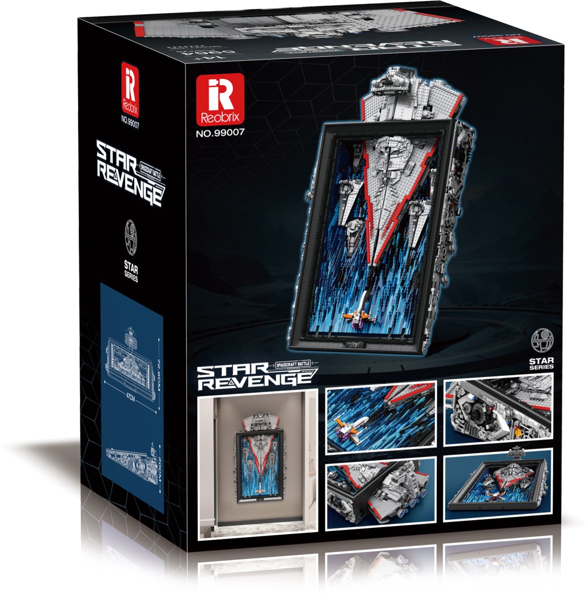 Reobrix 99007 Millennium Star Wall art bouwset | Space wars constructie modelbouw | Educatief ruimte militair & leger speelgoed bouwpakketten voor kinderen & volwassenen | DIY Wanddecoratie schilderij geschikt voor Lego | Bouwdoos met 5964 bouwstenen — afbeelding 7