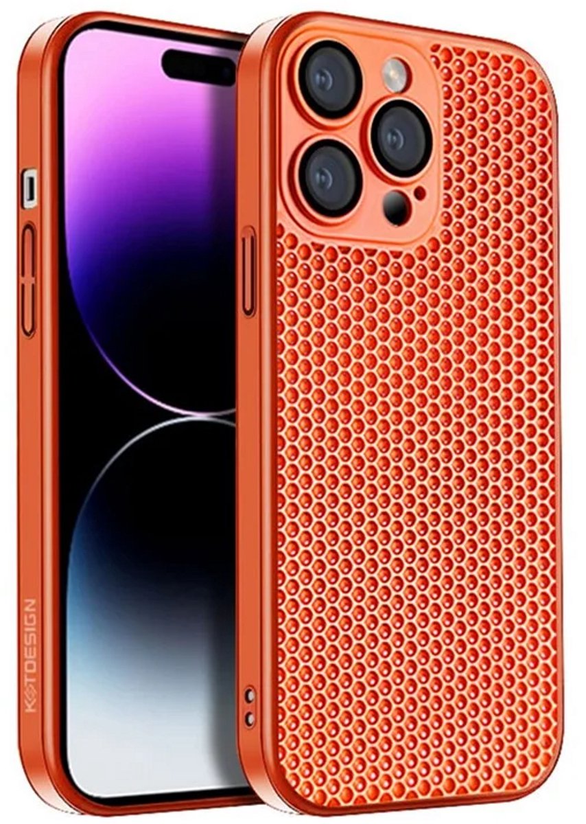 Cityhoesje - iPhone 15 Pro Max - Kstdesign Icenets - Series Backcover, Heat Dissipation Hard - Oranje