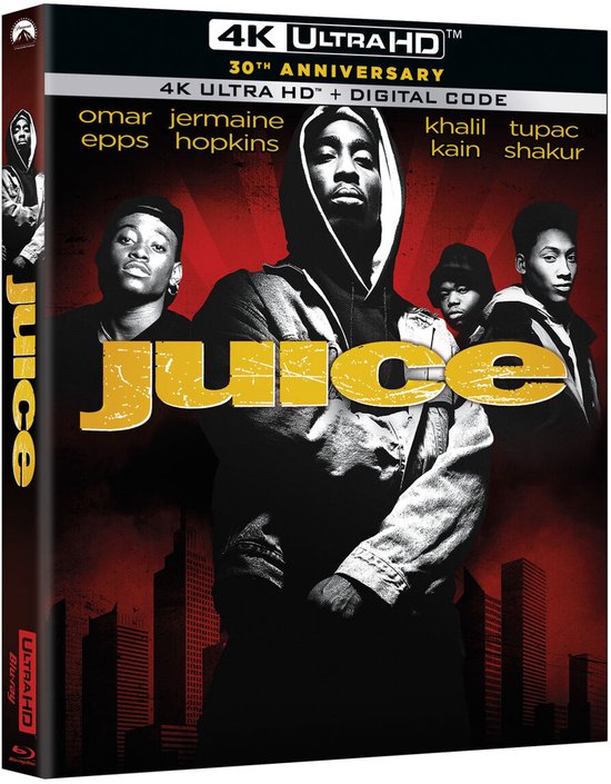 4K Ultra HD Blu-ray hoes van de film "Juice" met Omar Epps en Tupac Shakur, 30th Anniversary editie.