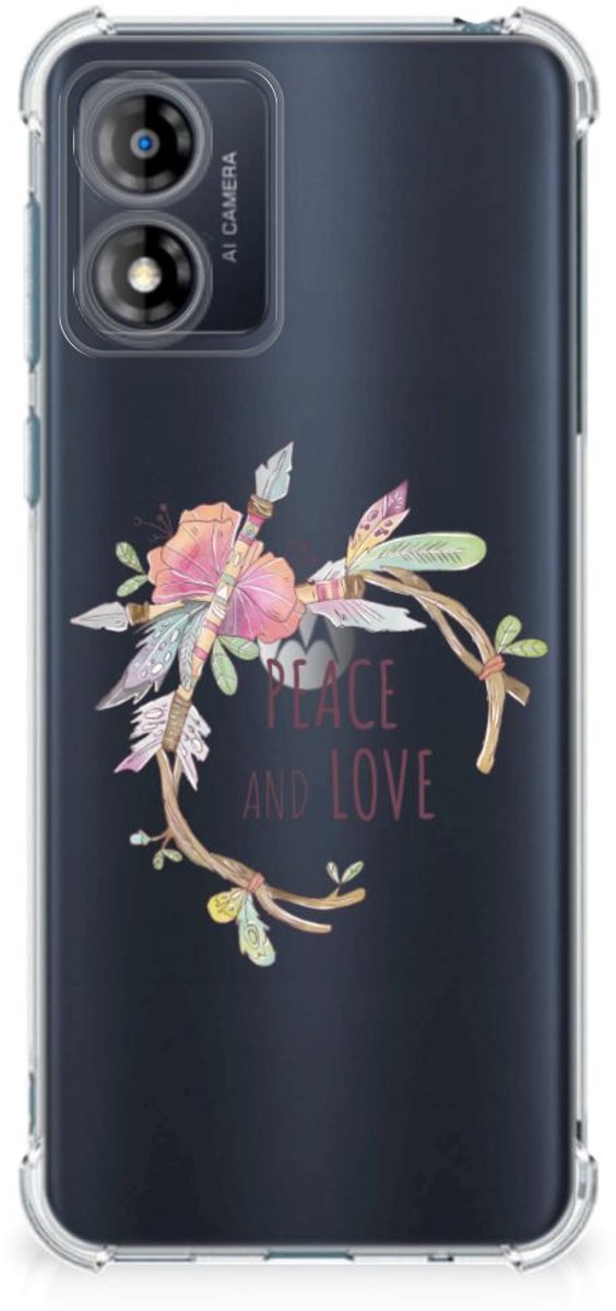 TPU Case Anti-Shock voor Motorola Moto E13 Stevig Bumper Hoesje Boho Text