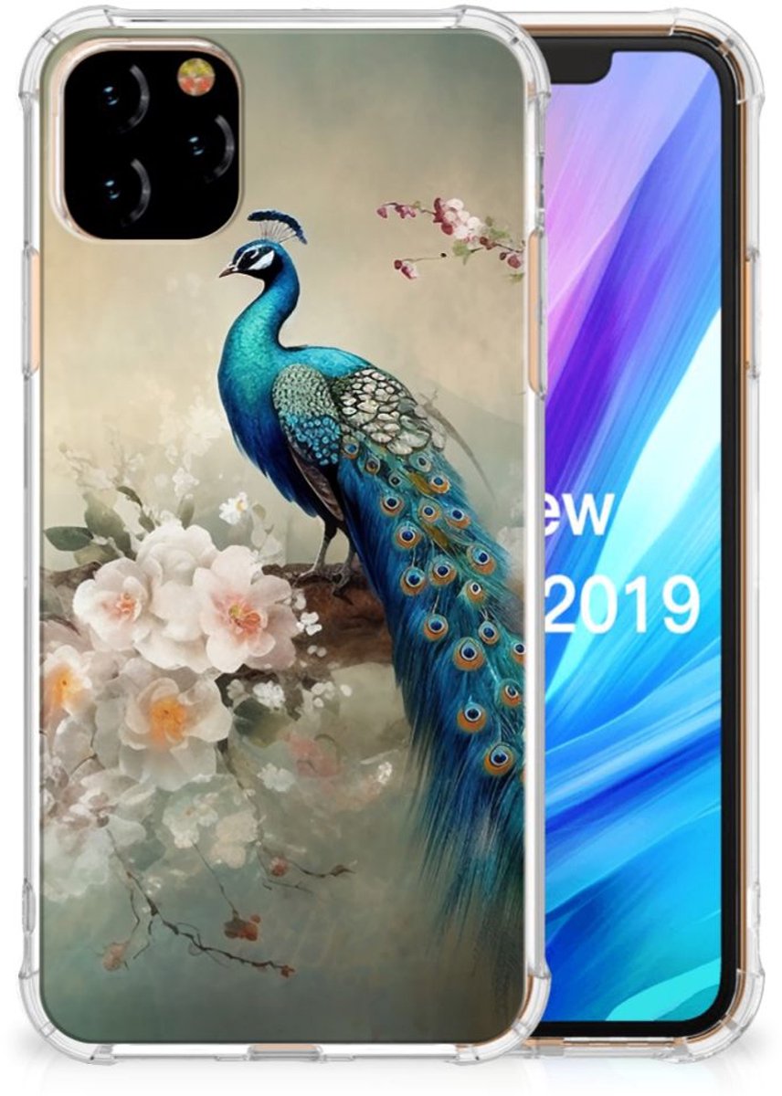 Case Anti-shock voor Apple iPhone 11 Pro Max Vintage Pauwen