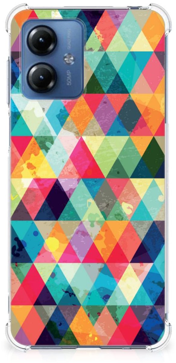 Motorola Moto G14 Doorzichtige Silicone Hoesje Geruit