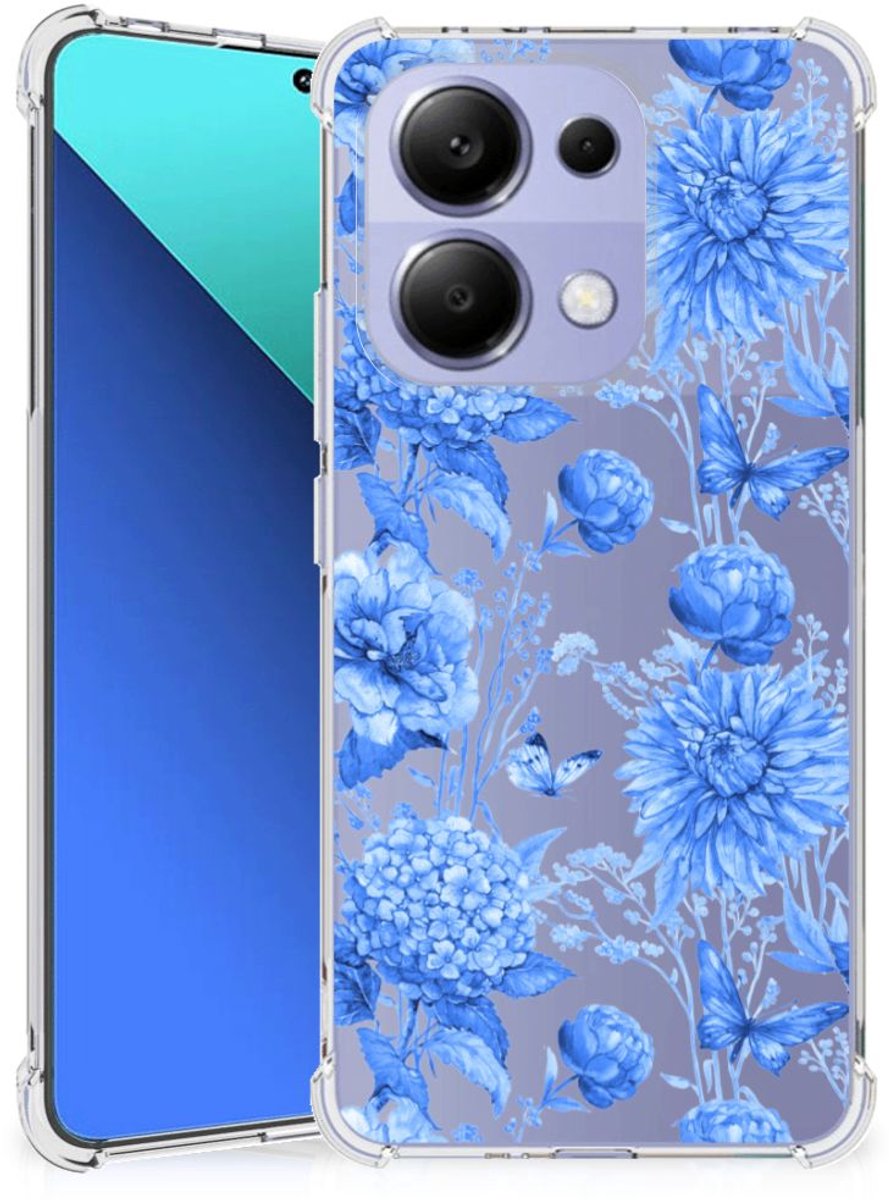 Case voor Xiaomi Redmi Note 13 4G Flowers Blue