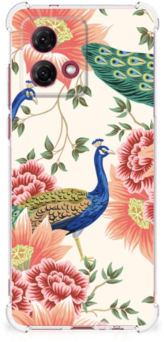 Case Anti-shock voor Motorola Moto G84 Pink Peacock