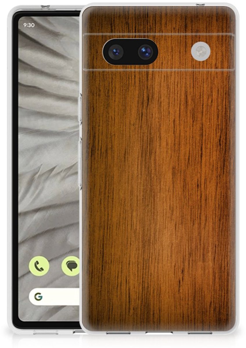 Google Pixel 7A Bumper Hoesje Donker Hout