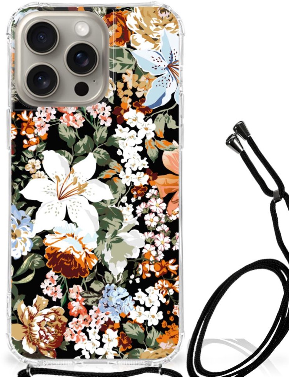 Case voor iPhone 15 Pro Max Dark Flowers