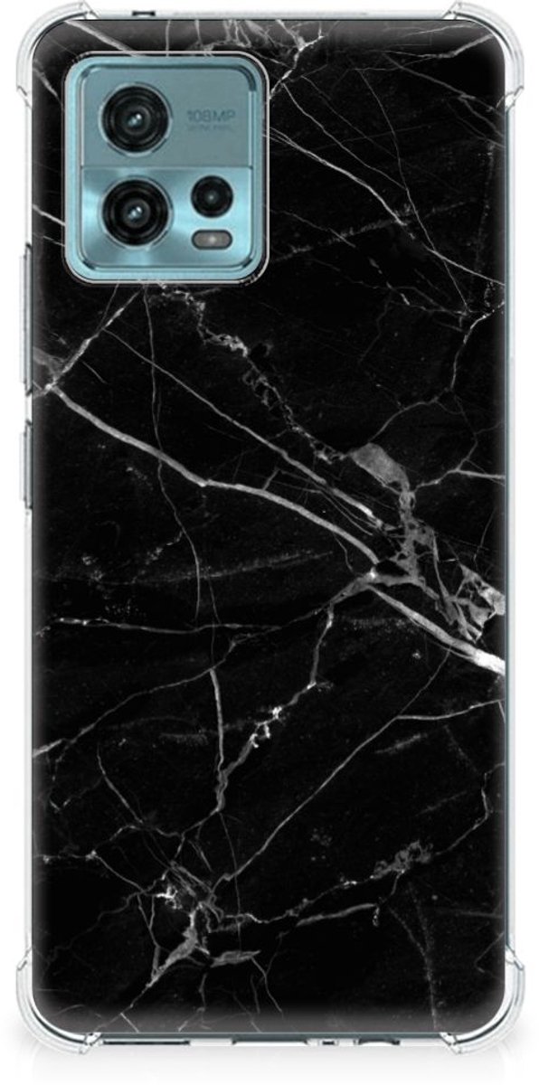 Back Cover voor otorola Moto G72 Anti-Shock Hoesje Marmer Zwart - Origineel Cadeau Vader