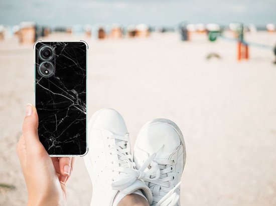 Coque pour smartphone OPPO A78 4G avec bord transparent Marbre Zwart