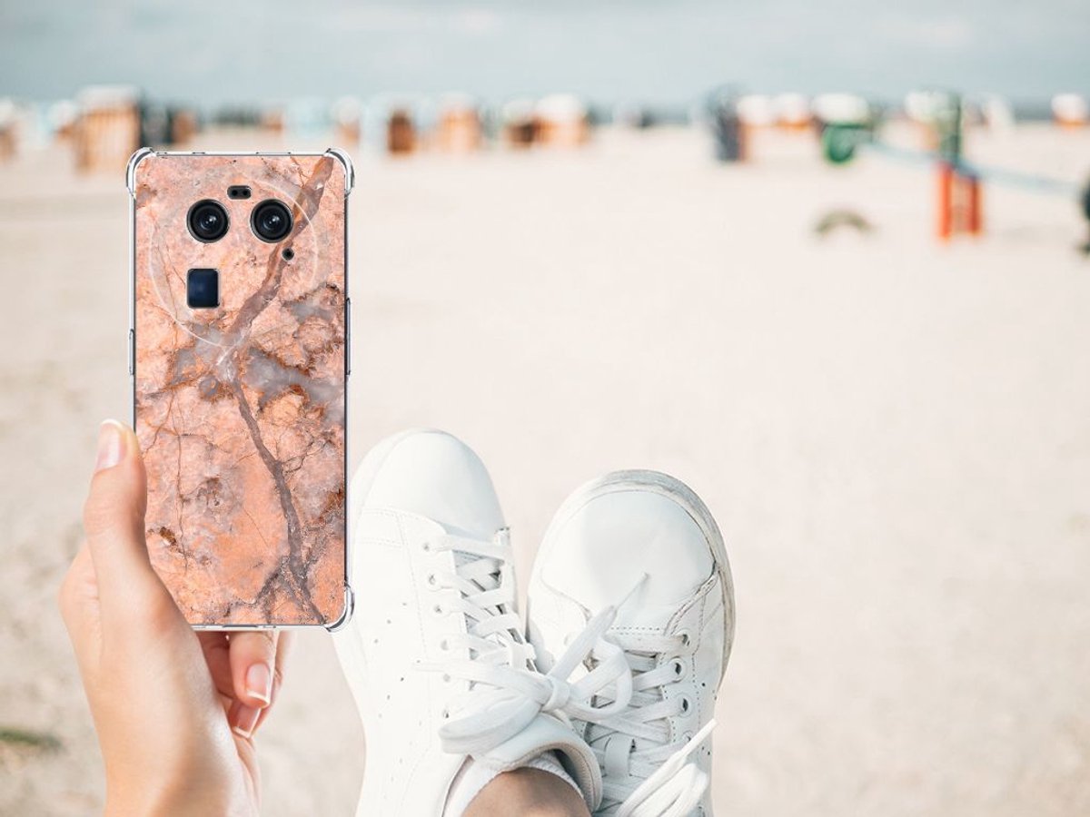 OPPO Find X6 Anti-Shock Hoesje Marmer Oranje