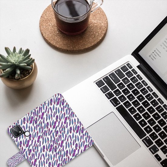 Coque de téléphone OPPO A15 Flip Cover Plumes Couleur