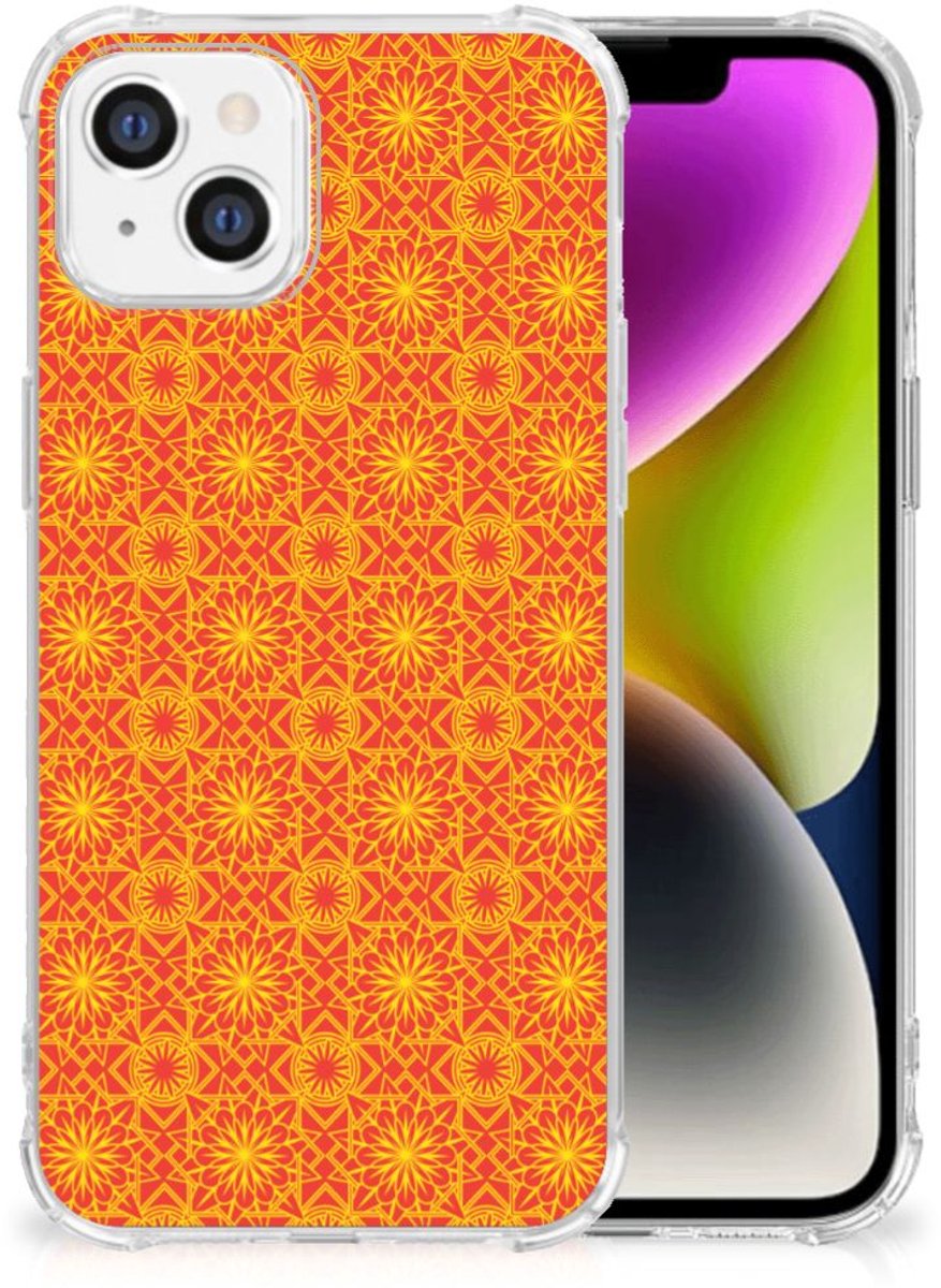 iPhone 14 Doorzichtige Silicone Hoesje Batik Oranje