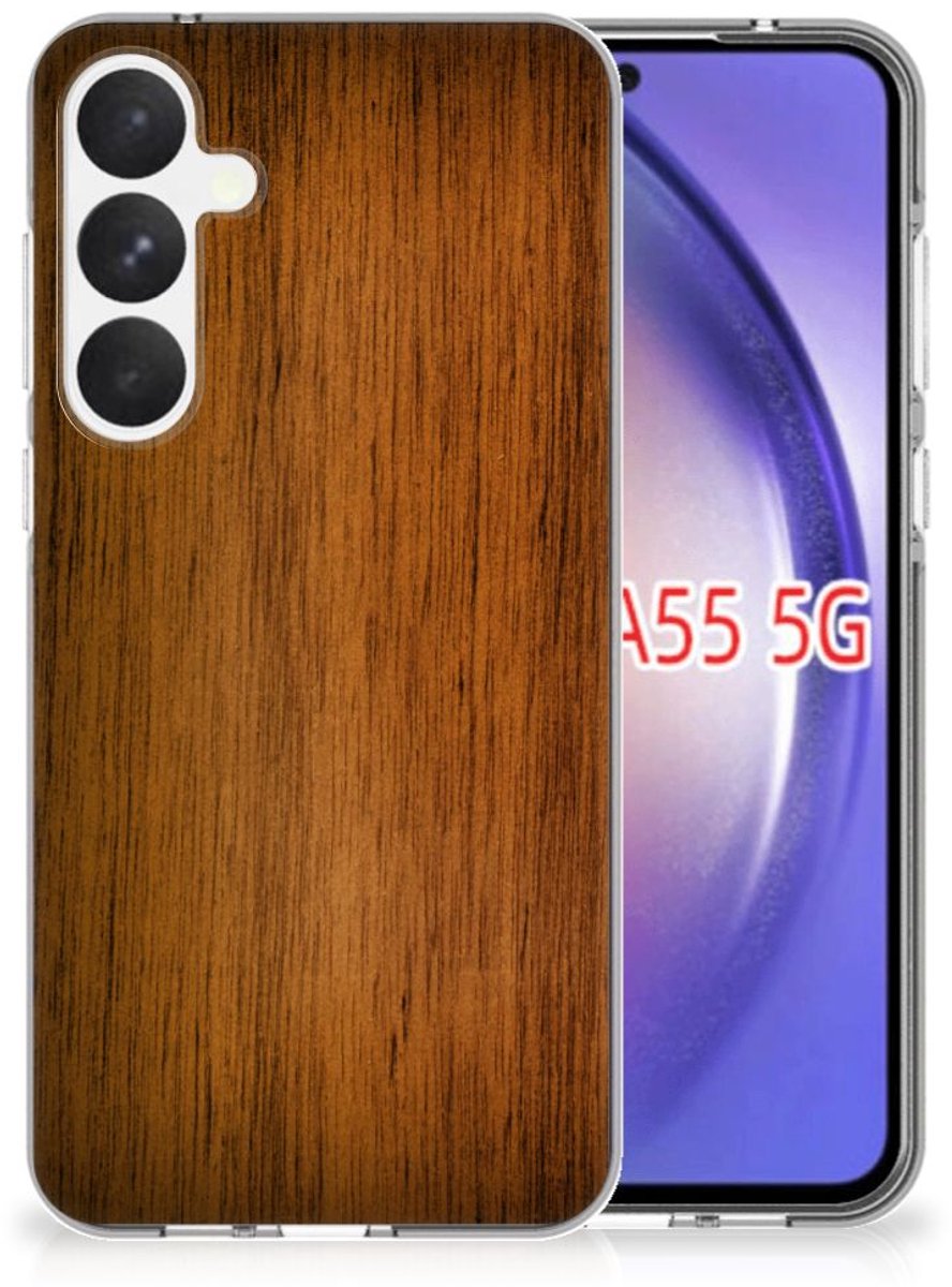 Samsung Galaxy A55 Bumper Hoesje Donker Hout