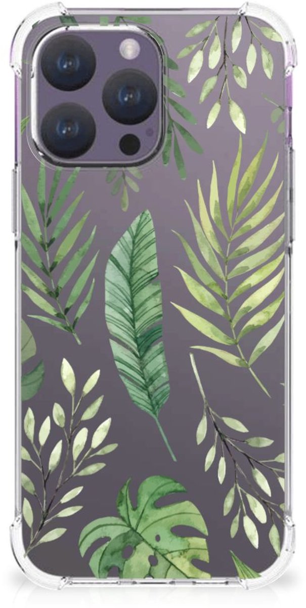 TPU Case Anti-Shock voor iPhone 15 Pro Max Case Leaves
