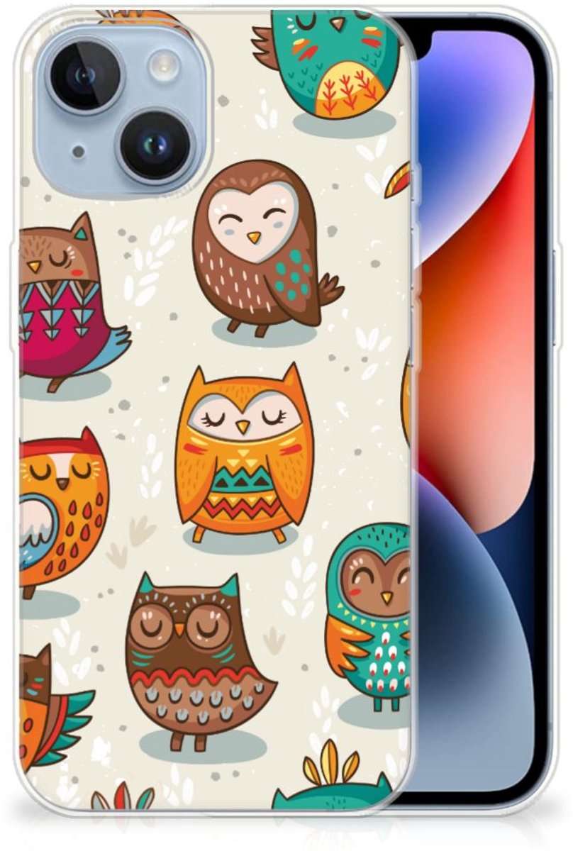 Apple iPhone 14 TPU Hoesje Vrolijke Uilen