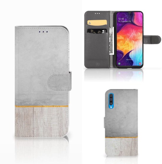 Coque Téléphone Samsung Galaxy A50 Coque de Protection pour Béton Bois