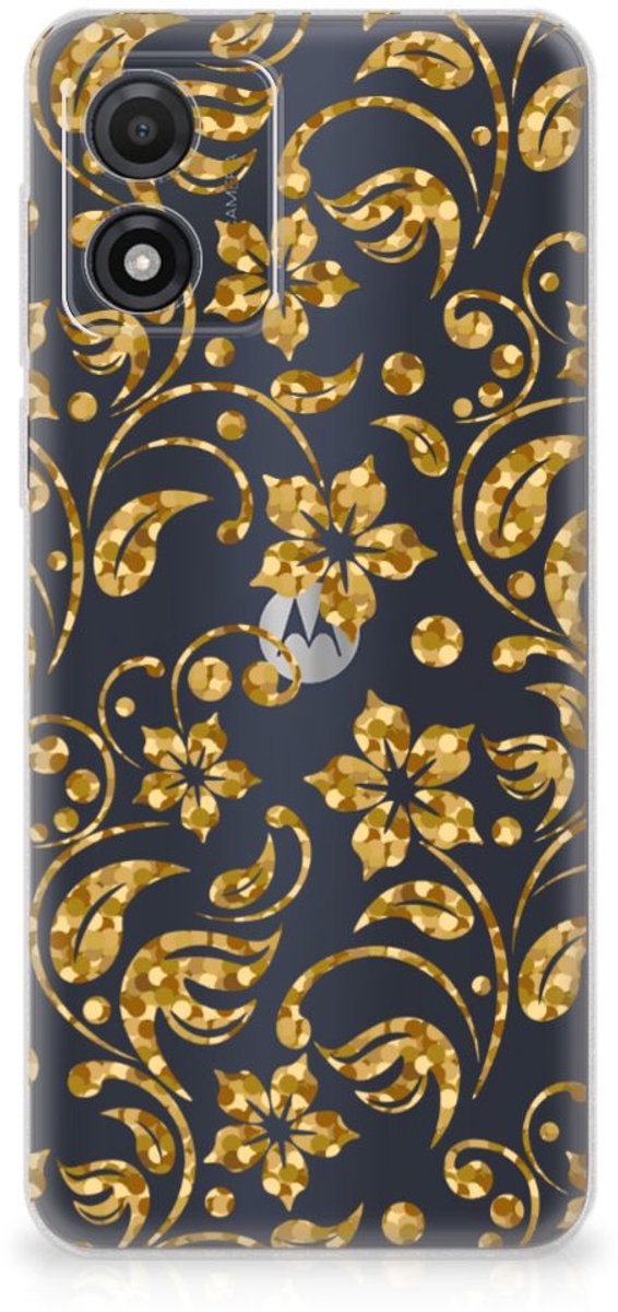 Motorola Moto E13 TPU Case Gouden Bloemen