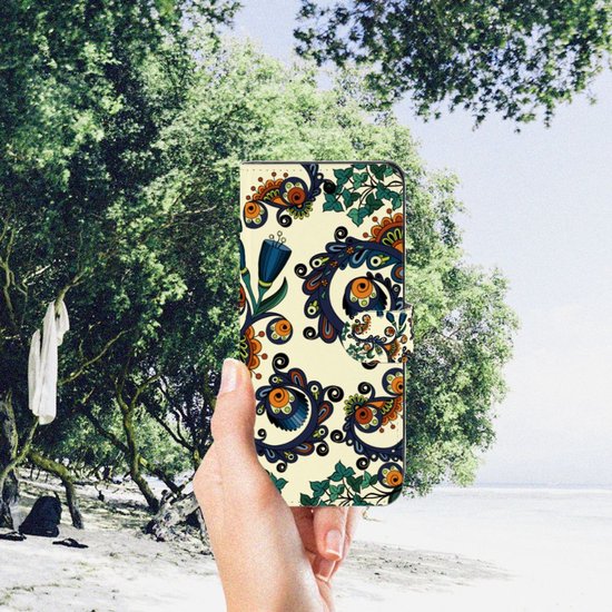 Coque avec pour OPPO A98 5G Portefeuille Baroque Fleur