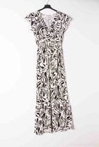 Lange dames jurk Amelia-fantasiemotief-zwart wit-Maat M/L-strandjurk