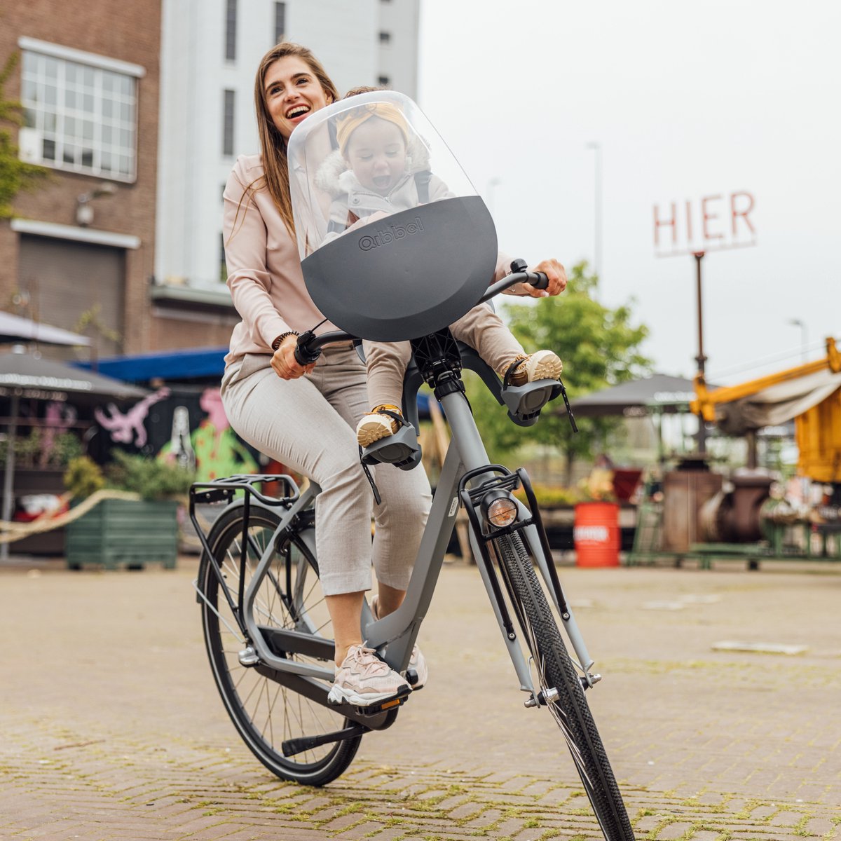 Qibbel Air Fietsstoeltje Voor - Bruin - Stuurpenbevestiging - Voorzitje - Fietszitje - Stuur thumbnail 7