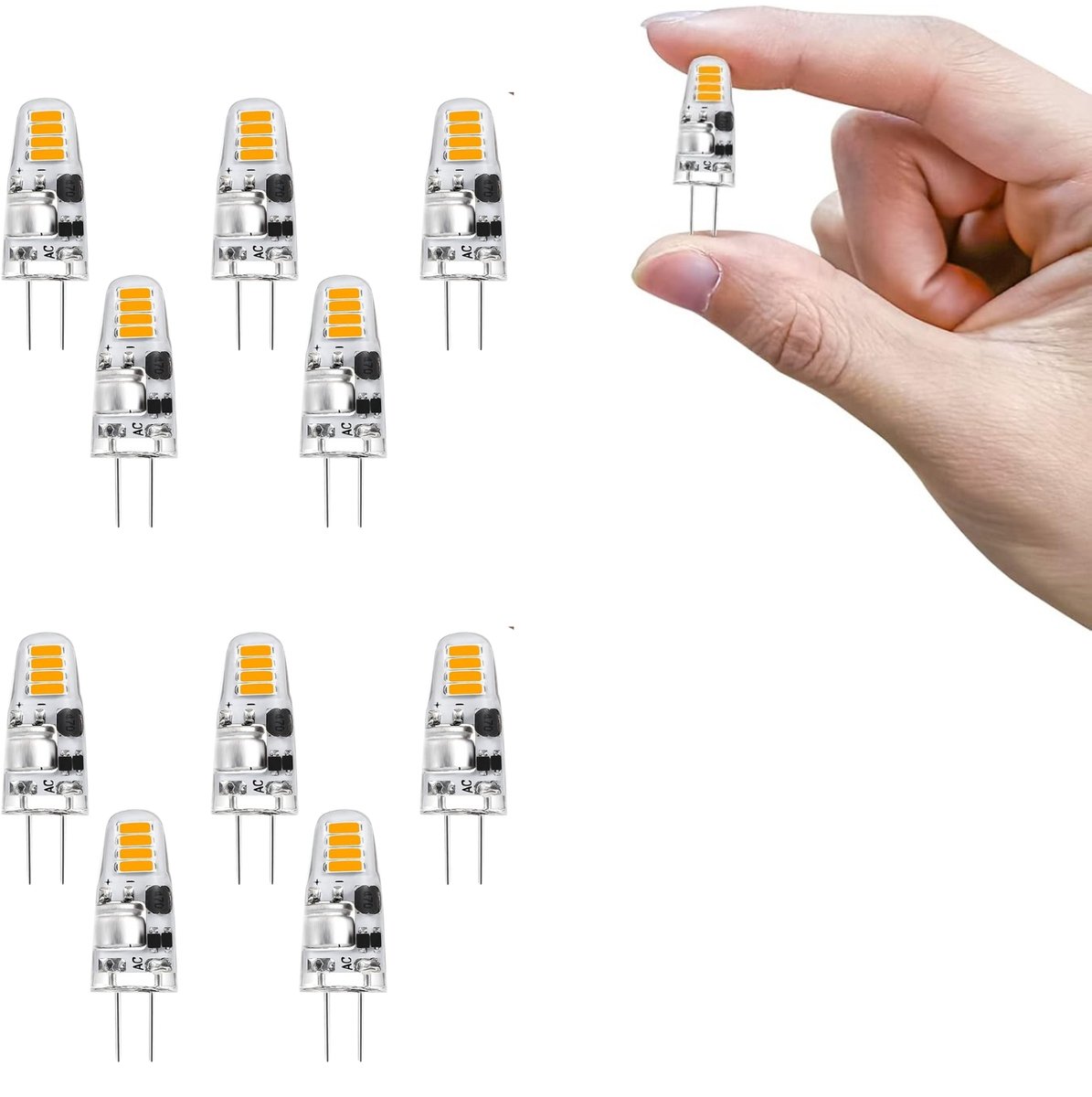 G4 LED lampen 10pack - 12V - 1W LED vervangt 10W halogeen - Warm wit - 10 lampjes