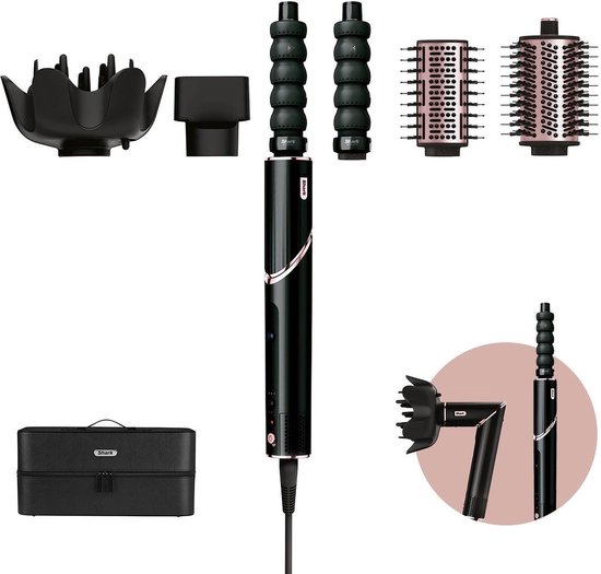 Shark FlexStyle Sèche-cheveux et Multistyler 5-en-1 - Modèle 2025 amélioré - Comprend Airstyler, Diffuseur, Concentrateur, Accessoires de vêtements pour bébé pour Brosse Volume et Lissage - Zwart/ Rose - HD446EU