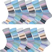 GIANVAGLIA® 12 Pack - Dames Sokken - 12 Paar - Strepen - Mix Kleur - Maat 35-38 - Sokken Dames