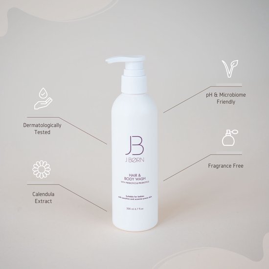 JBØRN Babyshampoo & Bodywash Geurvrij met Prebiotica & Probiotica - Voor de gevoelige en eczeemgevoelige huid van JBØRN — afbeelding 3
