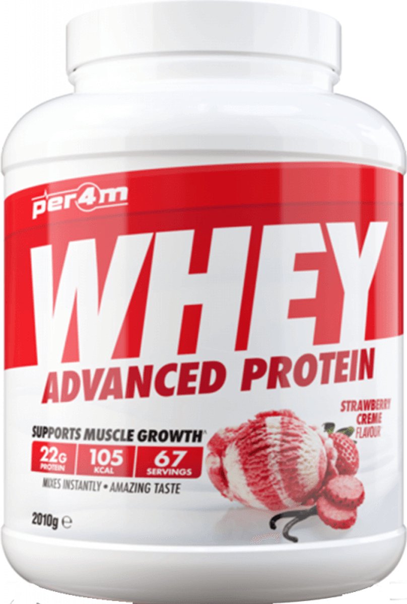 Goedkoopste Per4m Whey Advanced Protein (2010g) Strawberry Creme - Eiwitten - Eiwit Mix
