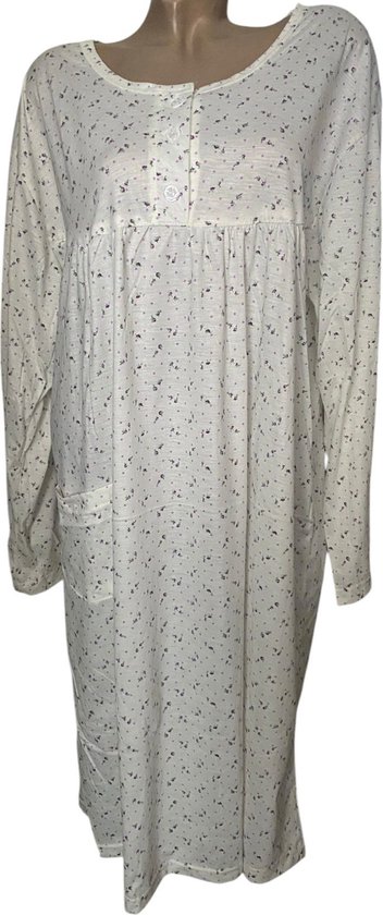 Longues en coton femmes manches avec chemise de nuit imprimé floral XXL 44-46 vert