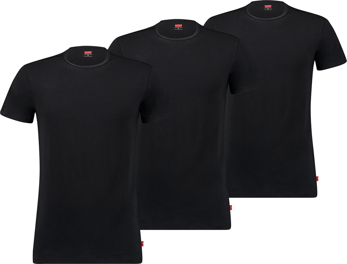 Levi’s 3P O-hals shirts basic L Zwart
