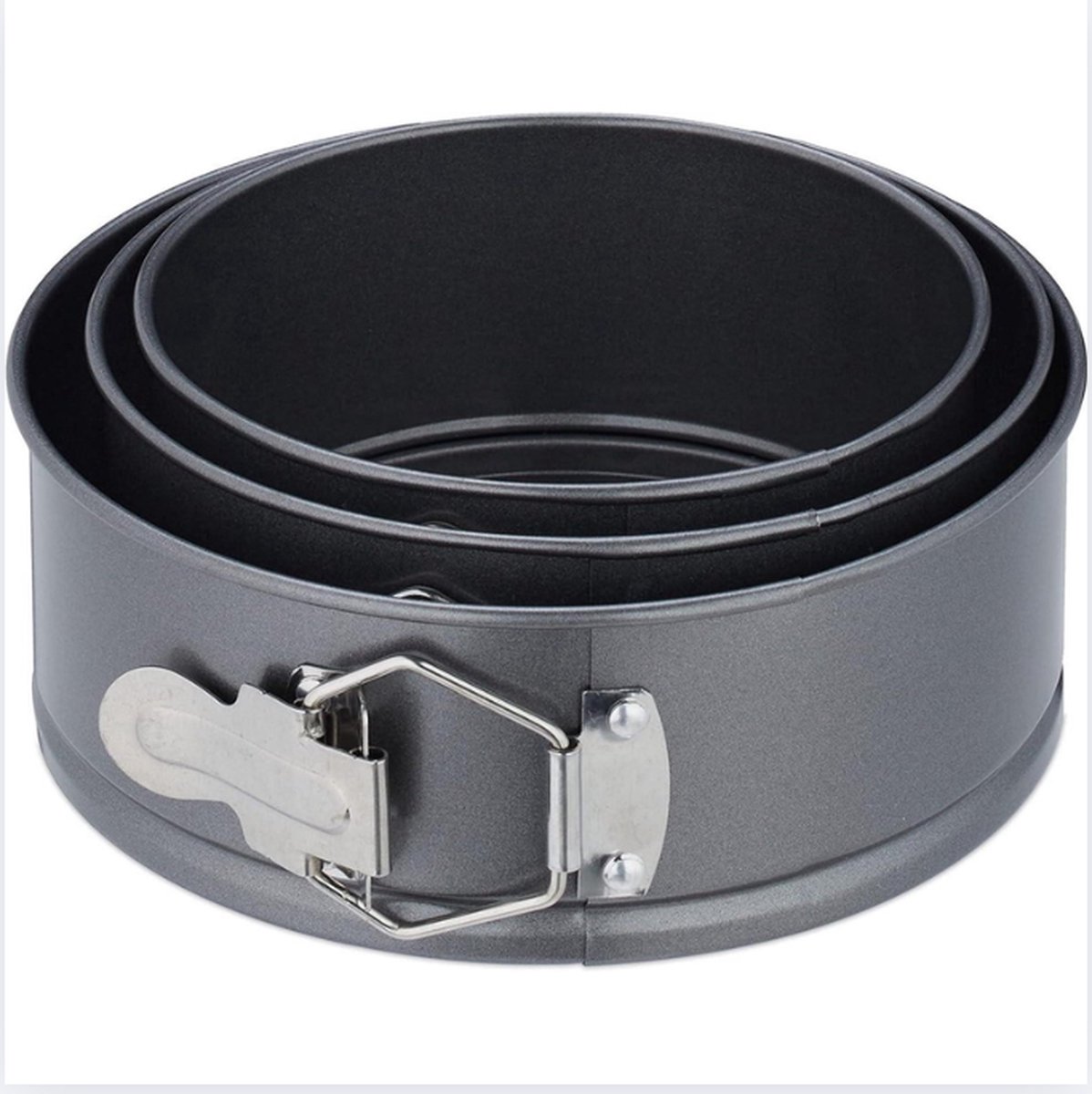 springvorm - 3-delige set - rond - Ø 14, 16, 18 cm - antiaanbaklaag - rvs - taartvorm – foto 3