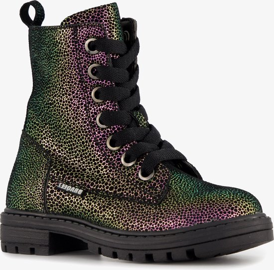 Braqeez leren meisjes veterboots multicolor - Roze - Uitneembare zool - Maat 23