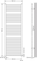 Bol.com Elektrische badkamerradiator met verwarmingselement 1200W 600x1800 mm wit recht met zijaansluiting LuxeBath aanbieding