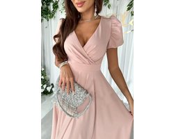 Dames Zomerjurken Avondjurken Casual V-hals Bruidsmeisjesjurken Cocktailjurk Roze XXL