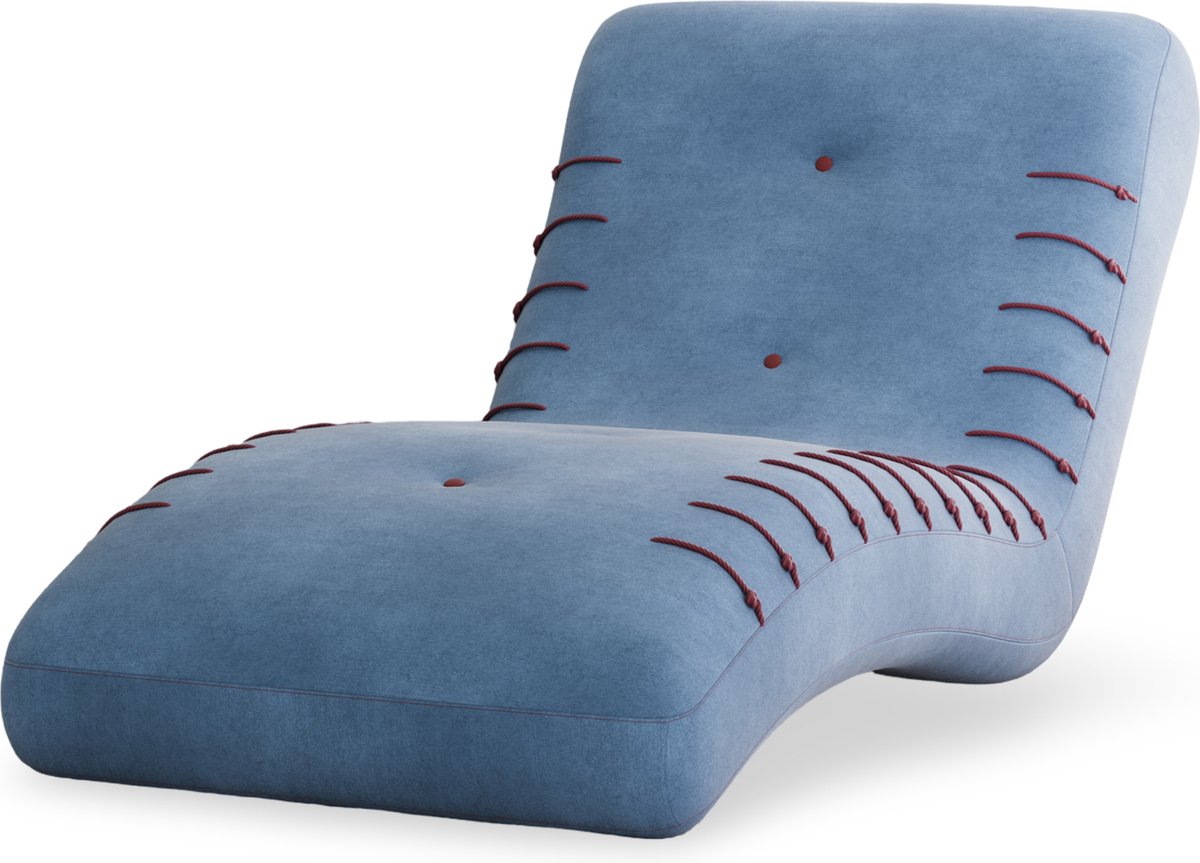 Meridienne Chaise longue SPLINE - elegant en ergonomisch comfort, modern uiterlijk met contrasterende naden - Blauw (Castel 74)