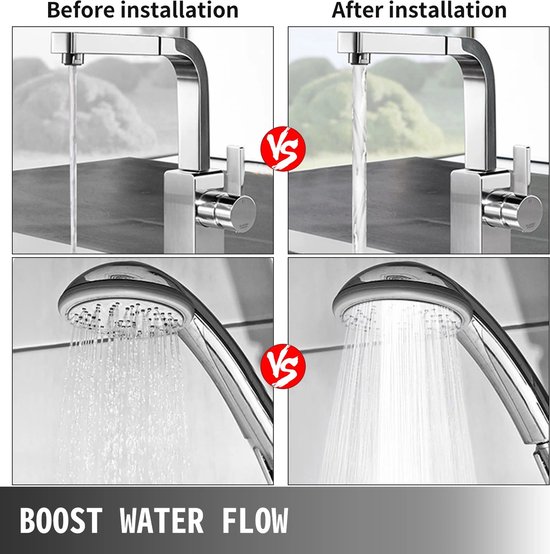 Vevor - Waterpomp - Watercirculatiepomp - 50L/min 3-Snelheidsregeling - voor warmwatercirculatie - Warm, Douche & Tuin - Rood — afbeelding 2