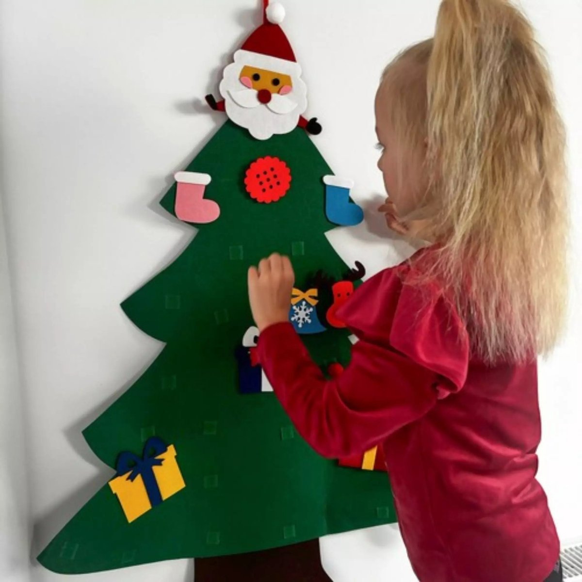Ruhhy DIY Vilt Kerstboom - Inclusief 26 Versieringen - Herbruikbare Kerstdecoratie – foto 4