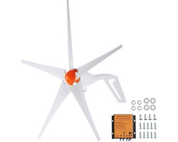 VEVOR 500w Windturbine 12v Windgenerator 5-Bladige Windenergiegenerator Met Mppt-Controller Verstelbare Windrichting en Startwindsnelheid Van 2,5 M/S Geschikt voor Thuisboerderij Campers Boten