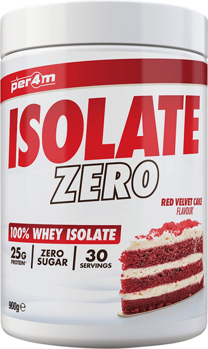 Per4m Whey Isolate Zero (900g) Red Velvet Cake - Eiwitten - Wei-eiwit isolaat
