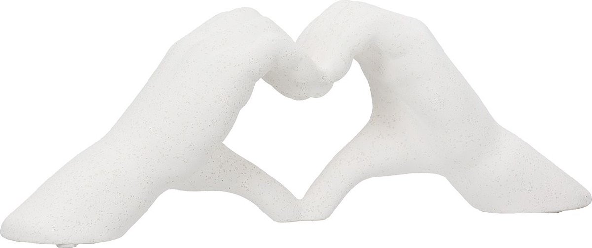 Gilde Handwerk - Heart Sign Hands - Beeld - Sculptuur - Mat creme met spikkels - Keramiek