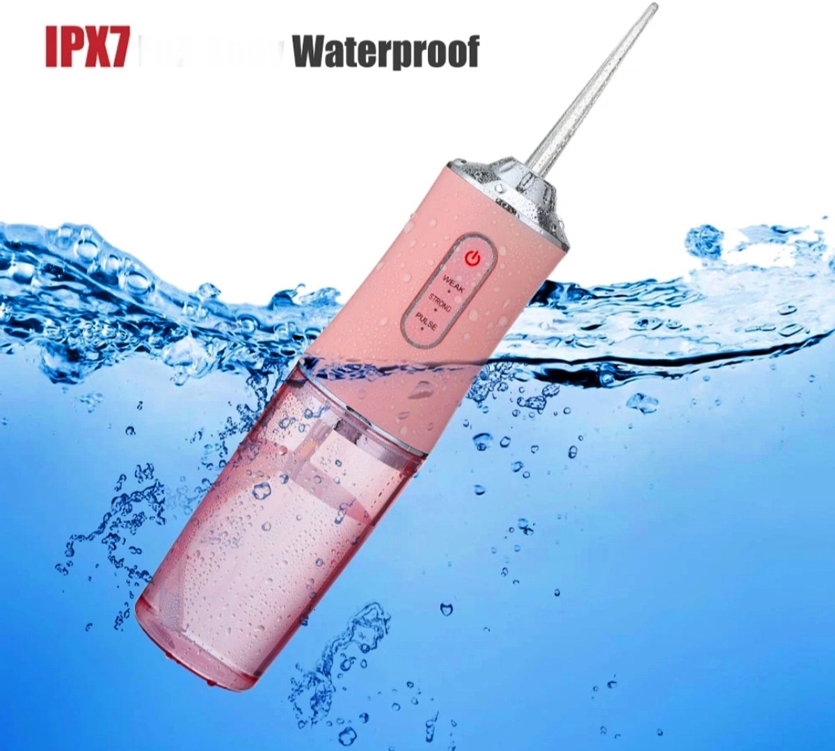 Draadloze Waterflosser | Monddouche | Inclusief 4 Opzetstukjes | Flosapparaat - Waterdicht - 1200 mAh Batterij - Water Flosser - 3 Modus - Oplaadbaar via USB - kleur: Roze thumbnail 3