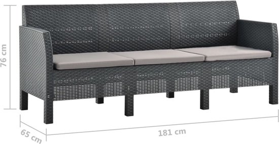 vidaXL Loungeset 2-delig - Antraciet - Rattanlook Tuinstoel - Lounge Set - Buitentijd - Relaxen - Tuinset