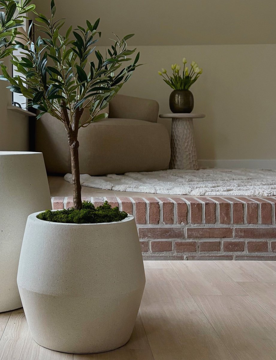 Causeway Bay Grote Bloempot Crea High Hexa Sandy White 32x36cm