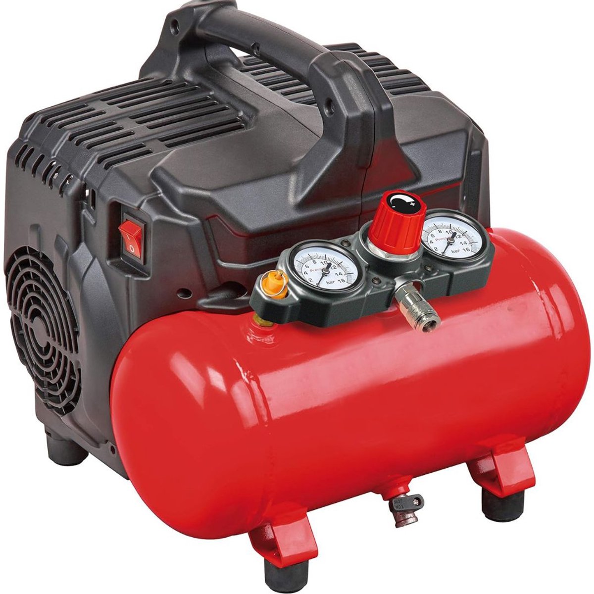 ApexArte® Stille Compressor - Airpress - Luchtcompressor - Zwart en Rood