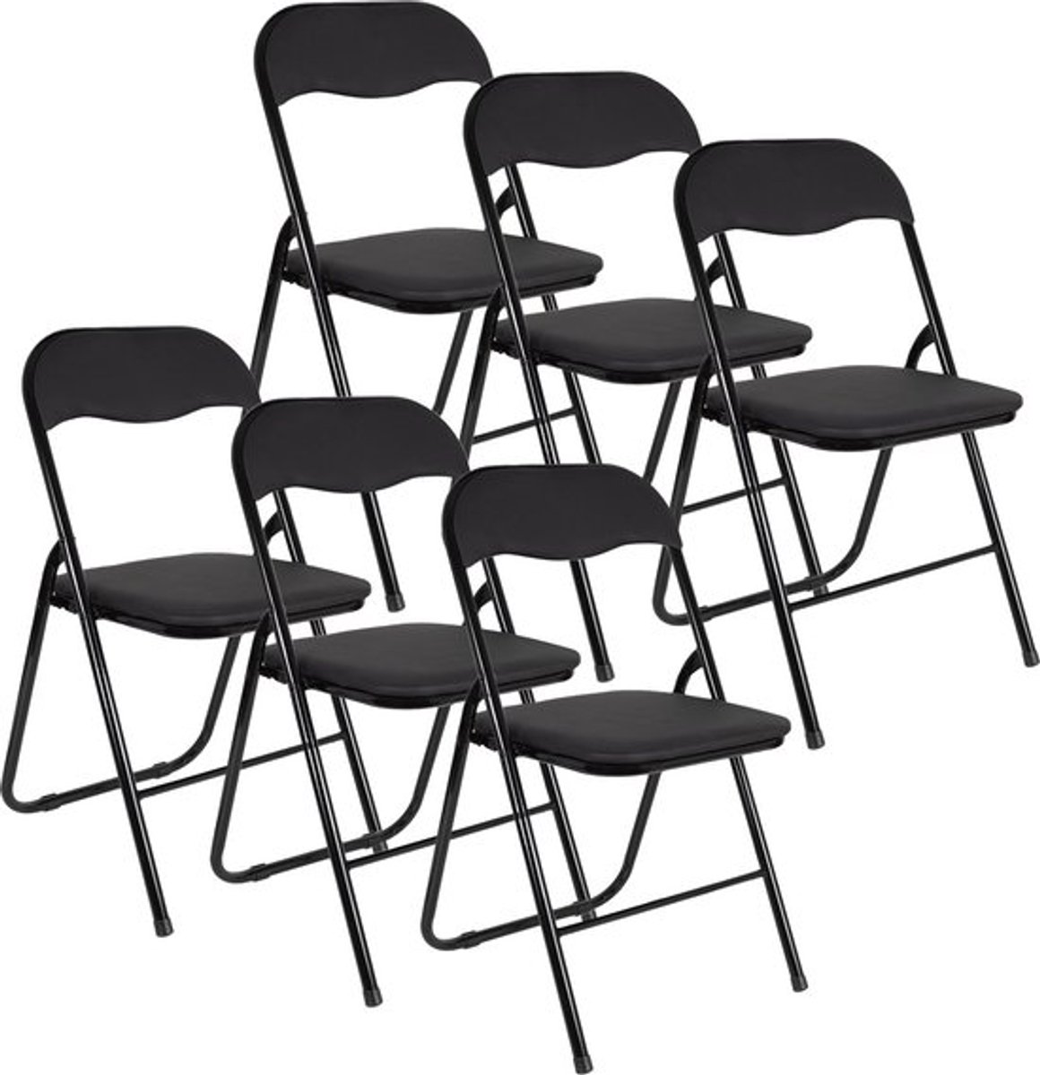 Eleganca Premium Klapstoelen – 6 Stuks – Bijzetstoel Binnen Inklapbaar – Vouwstoel – Klapstoel Buiten - tot 120kg belastbaar – 43cm zithoogte - Staal/PVC - Zwart