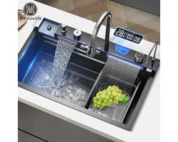 CozyLiving Keuken Spoelbak - Gootsteen Keuken - Inclusief Snijplank, Spoelbak en Wasbak - Met Afdruip - RVS - Grijs